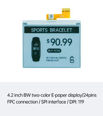 จอแสดงผล E Ink ขาวดำขนาด 4.2 นิ้วพร้อมอินเทอร์เฟซ SPI สำหรับ Smart ESL และสมาร์ทการ์ด